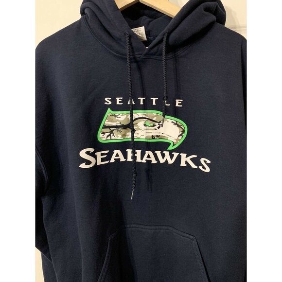 Gildan Seattle Seahawks Logo Heavy Blend Pullover Hoodie SIZE L Blue Mens - Picture 1 of 5